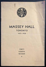 Load image into Gallery viewer, 1937 Massey Hall Program Toronto Symphony Orchestra Performance Program
