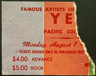 1972 Yes Concert Ticket Stub Pacific Coliseum Vancouver Vintage Music Prog Rock