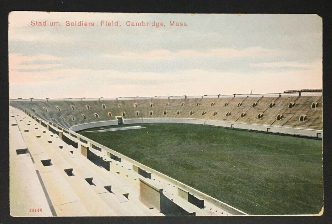 1900s Soldiers Field Vintage Football Stadium Postcard Boston Massachusetts