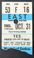 1972 Yes + J.Geils Band Concert Ticket Stub Toronto Maple Leaf Gardens Music VTG