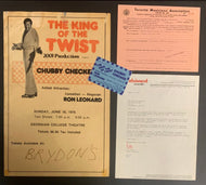 1978 The King Twist Chubby Checker Item Lot Poster + Ticket + Signed Contract +