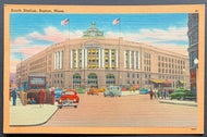 1940's Boston South Railway Station Massachusetts Postcard Vintage Unposted