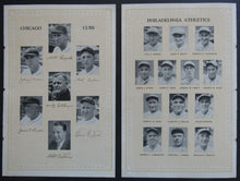 Load image into Gallery viewer, 1929 World Series Lineup Page From Wrigley Field Program Philadelphia vs Chicago
