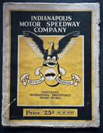 1925 13th Annual Indy 500 Vintage Car Racing Program Peter DePaolo Winner