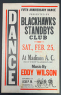 1950 Chicago Blackhawks Standbys Fan Club Broadside 5th Anniversary Dance