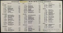 Load image into Gallery viewer, 1978 WHA Cincinnati Stingers Hockey Decal Sticker Unused Pocket Schedule
