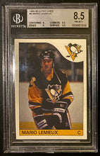 Load image into Gallery viewer, 1985 NHL Hockey Mario Lemieux O-Pee-Chee Rookie Card Beckett 8.5 NM-MT+ Penguins
