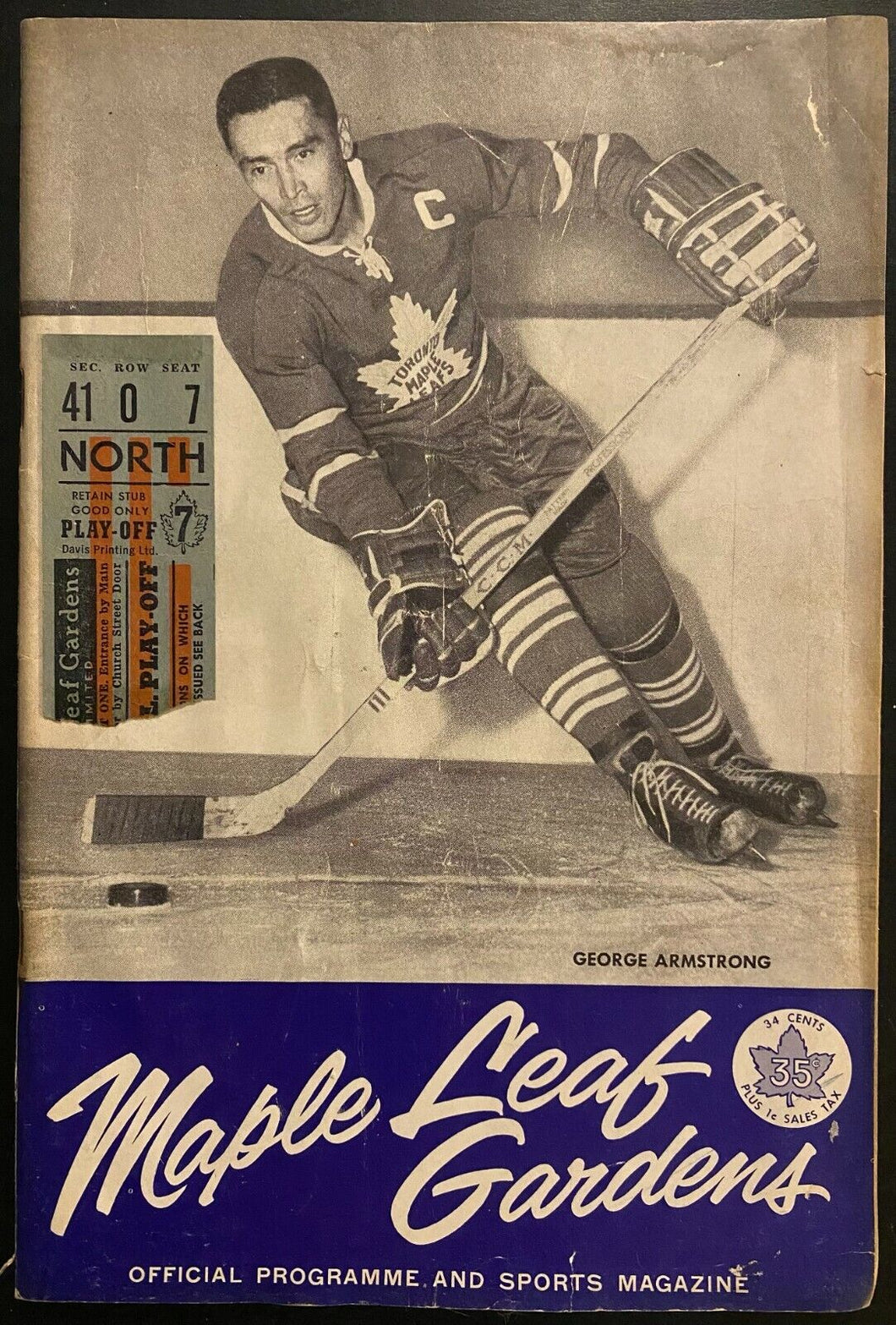 1962 NHL Stanley Cup Finals Game 5 Program Ticket Toronto Maple Leafs Blackhawks