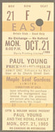 1985 Paul Young Unused Maple Leaf Gardens Concert Ticket Vintage Toronto Music