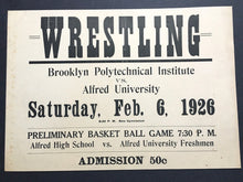 Load image into Gallery viewer, VTG 1926 Brooklyn New York Varsity Wrestling Basketball Poster Alfred University
