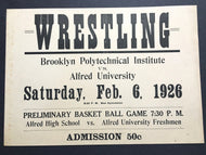 VTG 1926 Brooklyn New York Varsity Wrestling Basketball Poster Alfred University