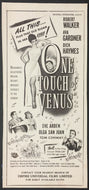 Vintage 1948 Movie Advertising Blotter One Touch Venus Staring Eve Arden