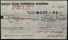 Load image into Gallery viewer, 1971 OHA Maple Leaf Gardens Endorsed Payroll Cheque Toronto Marlies Glenn Goldup
