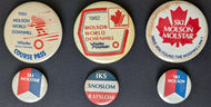 6 Different Vintage Canada Snow Skiing Pins Pinbacks 1982 Downhill World Champs