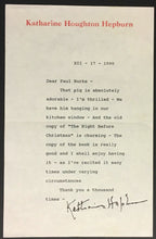 Load image into Gallery viewer, 1990 Katharine Hepburn Actress Typed Signed Note Personal Letterhead JSA LOA
