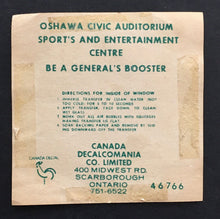 Load image into Gallery viewer, Vintage 1964 Oshawa Generals Water Slide Decal New Old Stock OHA Hockey
