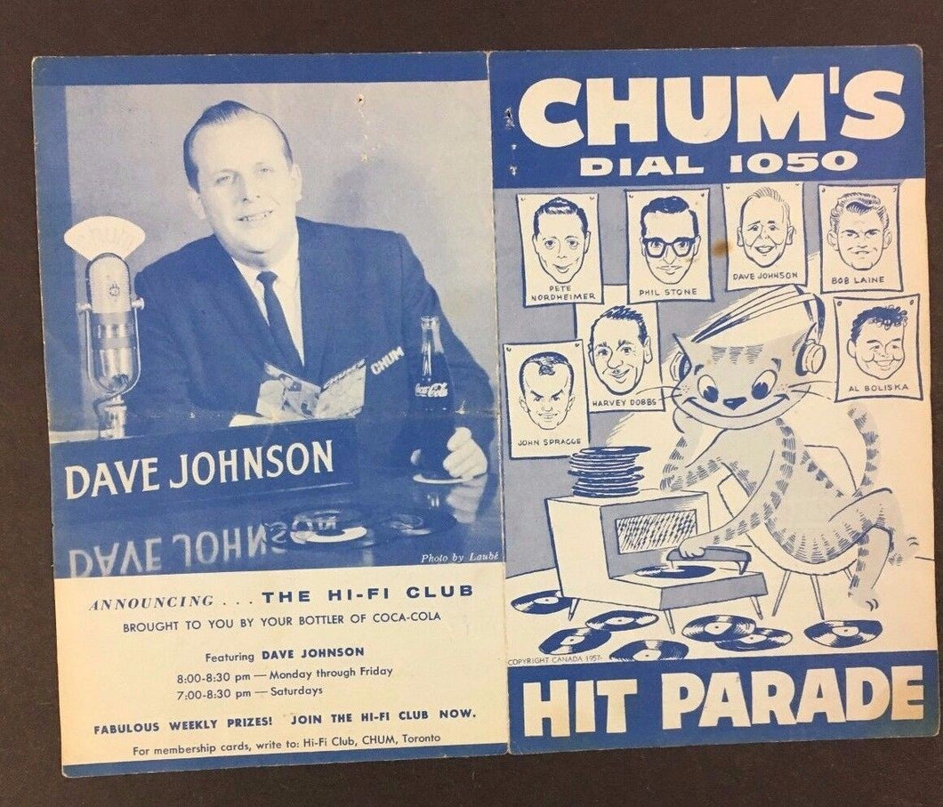 Chum Chart Feb 2 1959 Buddy Holly Died In Plane Crash Richie Valens #1 Song VTG