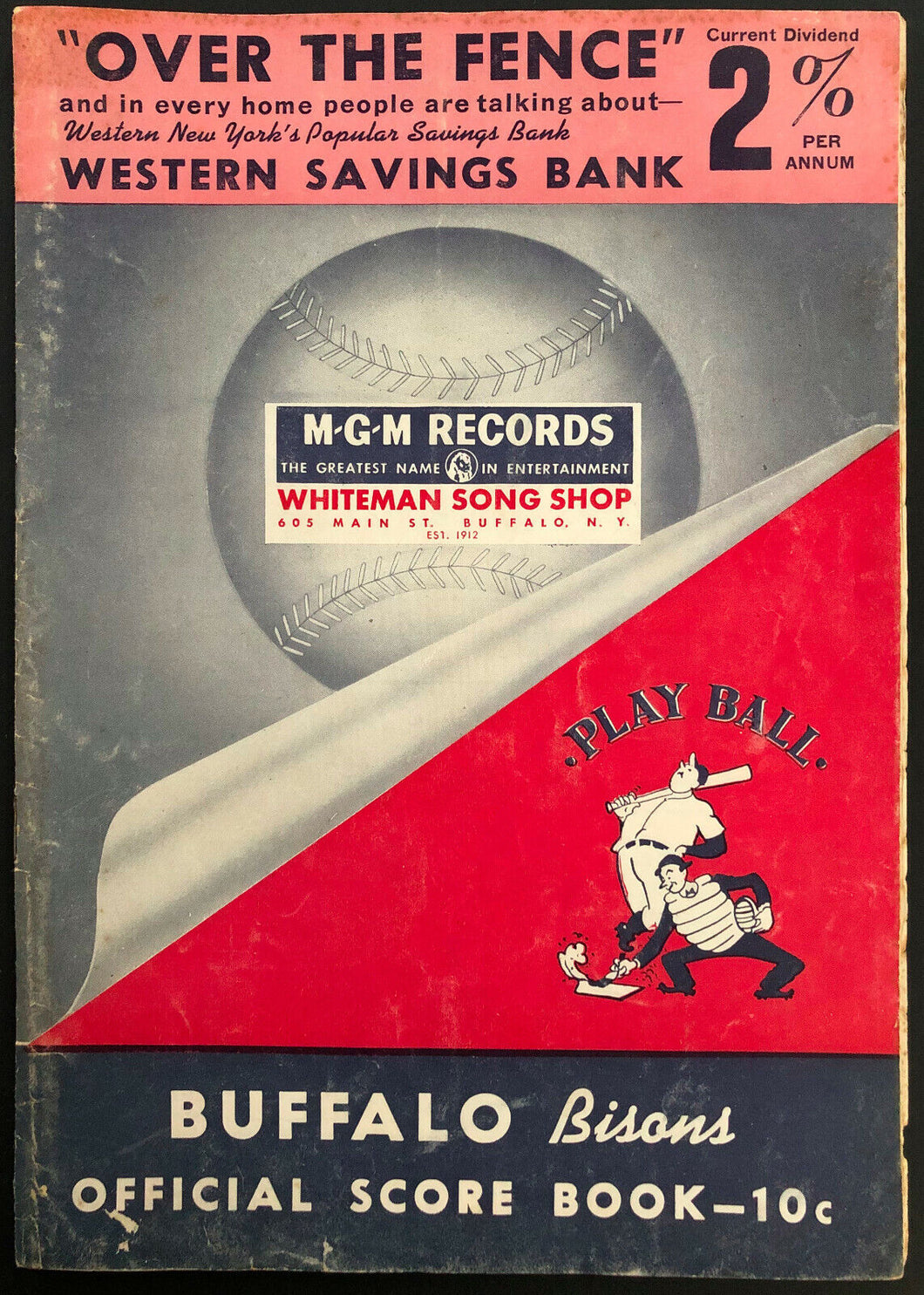1950 Buffalo Bisons vs Syracuse International League Baseball Program Vintage