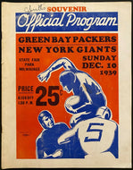 1939 NFL Football Original Championship Game Program Green Bay Packers NY Giants