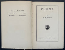 Load image into Gallery viewer, 1945 “Poems” Hardcover Book A.M. Klein Jewish Book Of Poems + 1945 News Article
