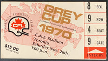 Load image into Gallery viewer, 1970 CFL Grey Cup Ticket CNE Stadium Calgary Stampeders vs Montreal Alouettes
