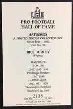 Load image into Gallery viewer, 1992 NFL Football Bill Dudley Pittsburgh Steelers Autographed Signed Photo Card

