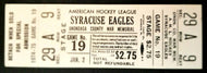 1975 IHL/AHL Hockey Ticket Syracuse Eagles Onondaga Memorial