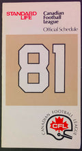 Load image into Gallery viewer, 1981 CFL Ottawa Rough Riders Schedule Canadian Football League Standard Life
