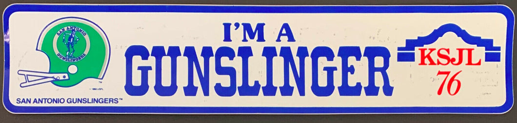 1983 USFL Vintage San Antonio Gunslingers Bumper Sticker Decal Car KSJL 76 Radio