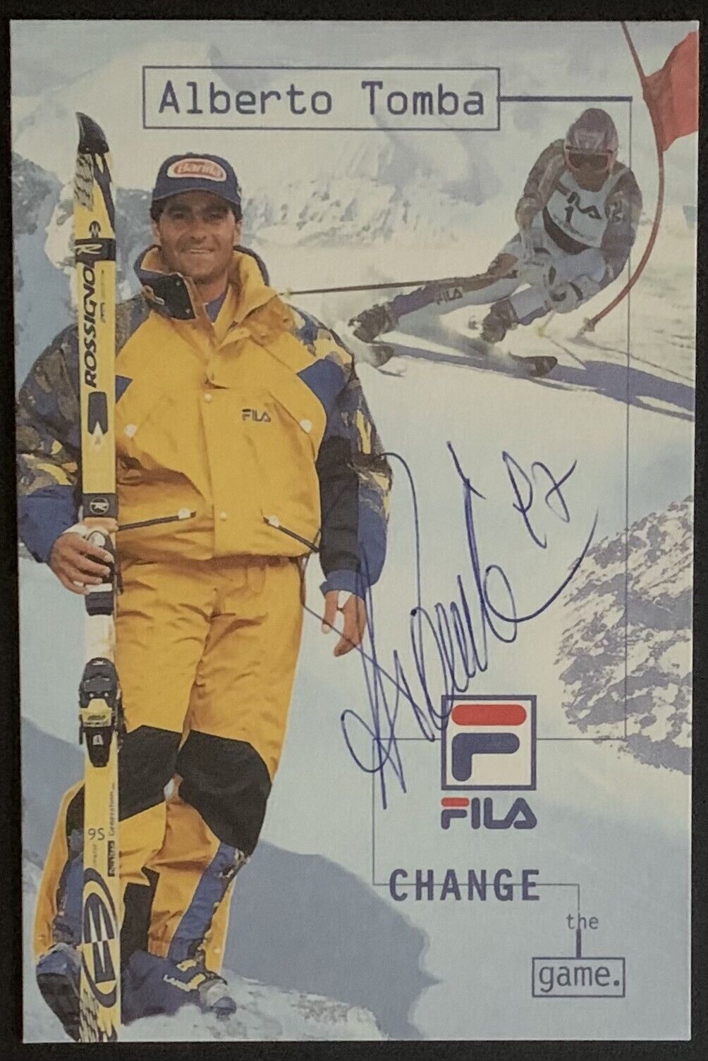 Alberto Tomba Autographed Signed Skiiing Postcard Unposted Post Card Fila