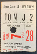 1971 Chicago Stadium NHL hockey Ticket Esposito Blackhawks Shutout Penguins 1-0