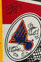 Load image into Gallery viewer, 1990s Signed Vintage NHL St. Louis Blues Autographed Pennant Curtis Joseph
