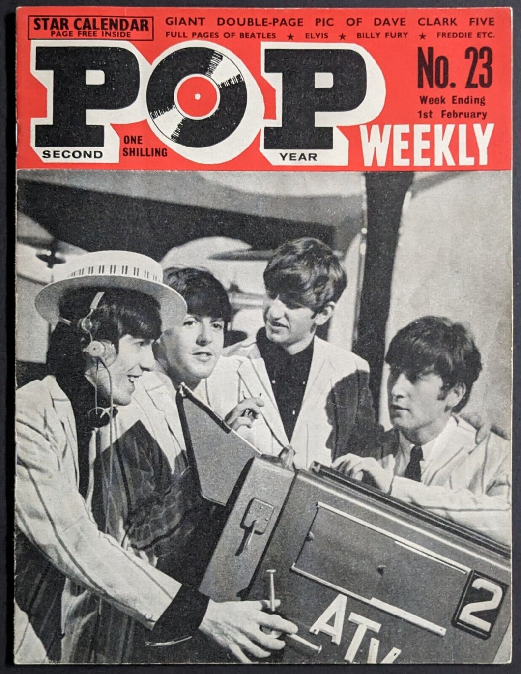 1964 Pop Weekly Magazine Beatles Cover Dave Clark 5 Photo Music VTG Rock HOF