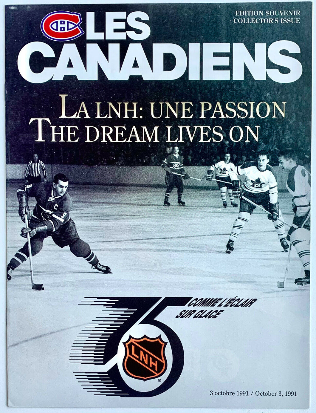 1991 Historic NHL Opening Night 75th Season Program Montreal Canadiens Toronto