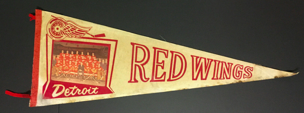 1967 Detroit Red Wings Vintage NHL Hockey Team Photo Felt Pennant Henderson Howe
