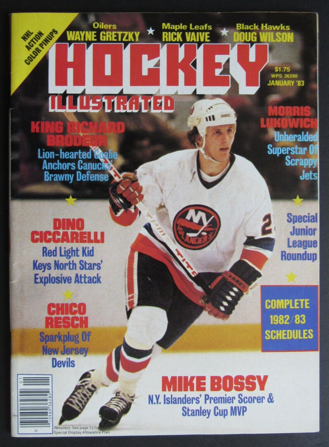 1983 Hockey Illustrated Magazine Wayne Gretzky Photo On Back Cover / Mike Bossy