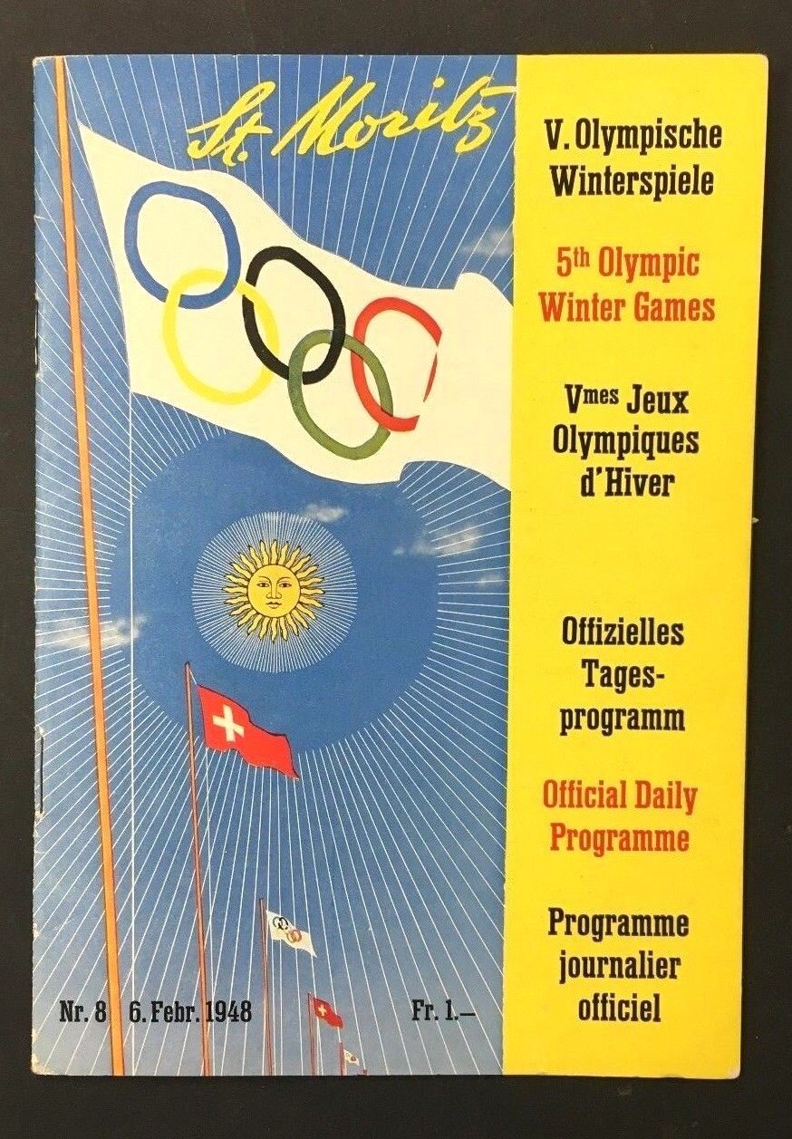 1948 Winter Olympics Program Canada Hockey Games Vs Czechoslovakia St Moritz