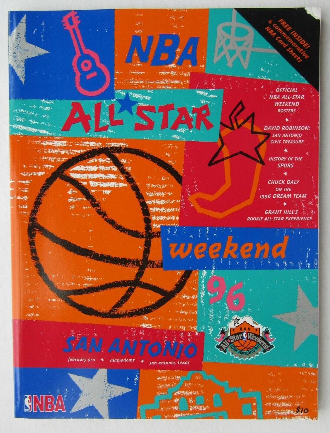 1996 Alamodome NBA All Star Weekend Program - Commemorative NBA Card Sheets