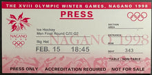 Load image into Gallery viewer, 1998 Winter Olympics Men&#39;s Ice Hockey Ticket Czech Republic Kazakhstan Nagano
