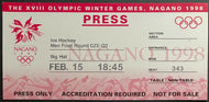 1998 Winter Olympics Men's Ice Hockey Ticket Czech Republic Kazakhstan Nagano