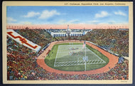 1940's Coliseum Exposition Park Los Angeles California Football Postcard VTG