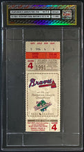 Load image into Gallery viewer, 1991 World Series Game 4 Ticket Fulton County Stadium Atlanta Braves vs Twins
