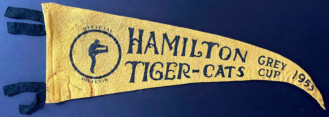 1953 Grey Cup Game Varsity Stadium Pennant Tiger Cats vs Blue Bombers Rare CFL