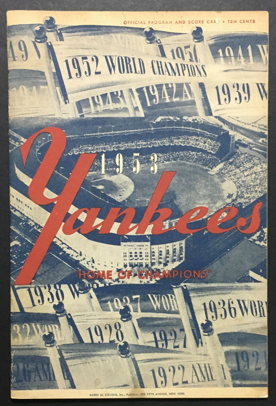 1953 MLB Yankee Stadium Baseball Program New York Yankees vs Washington Mantle