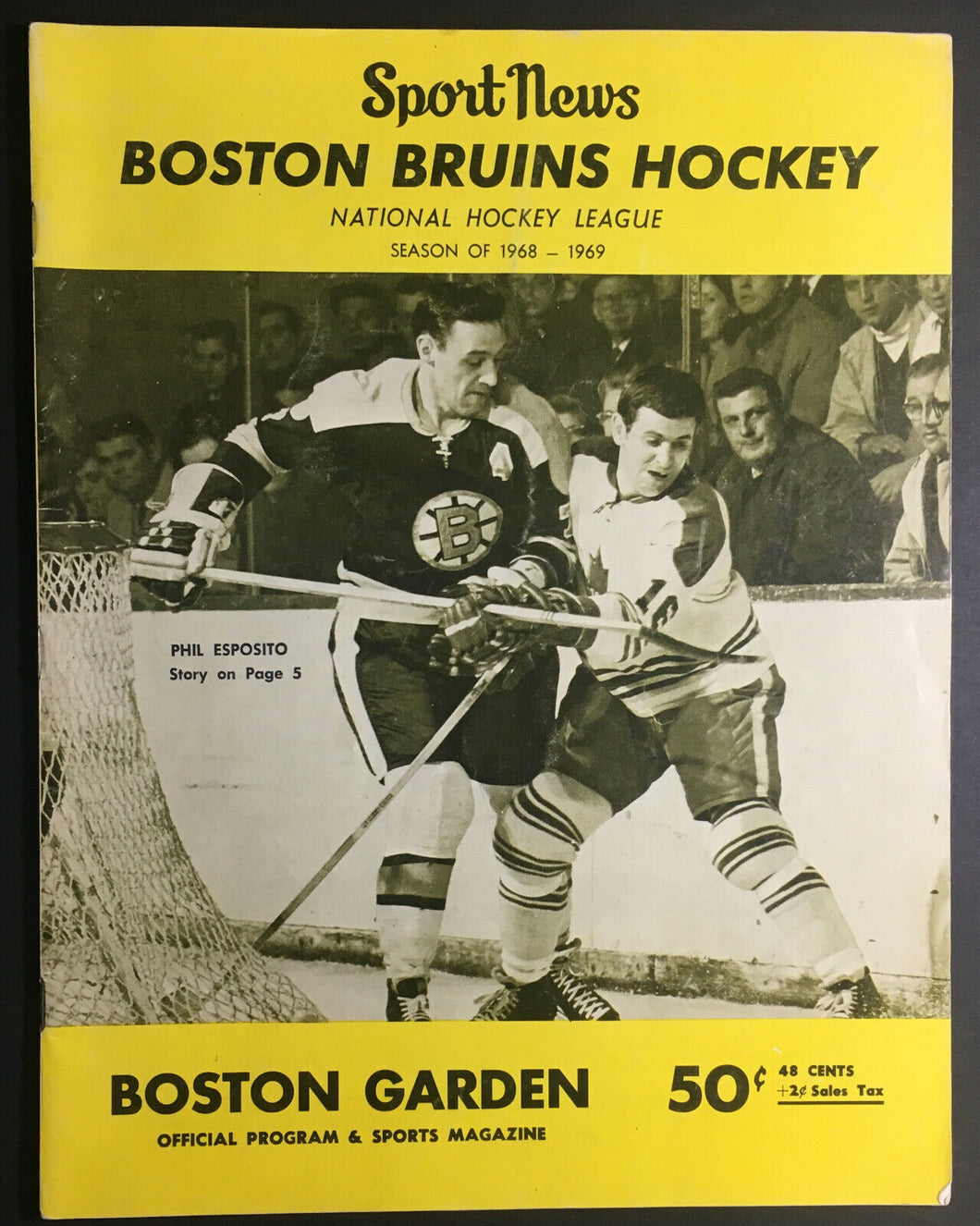 1968 Boston Garden NHL Hockey Program Bruins New York Rangers Bobby Orr Cover