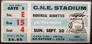 1970 C.N.E. Stadium Montreal Alouettes vs Toronto Argonauts CFL Football Ticket