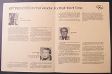 Load image into Gallery viewer, 1977 Canadian Football Hall of Fame 5th Annual Induction Dinner Program
