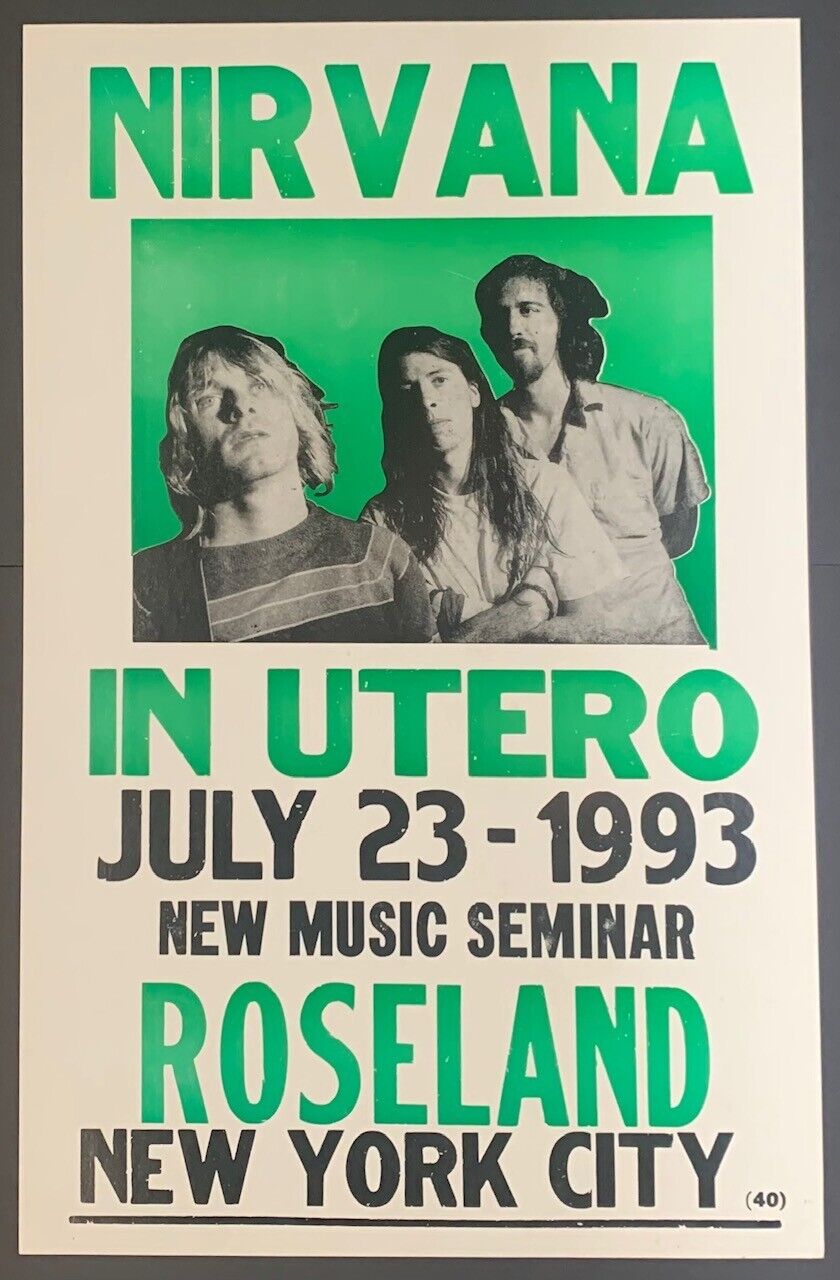 1993 Nirvana In Utero Roseland New Music Seminar Concert Poster Kurt Cobain VTG