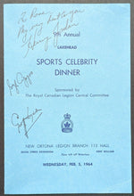 Load image into Gallery viewer, 1964 Sports Celebrity Dinner Autographed Program Signed x4 Syl Apps NHL JSA
