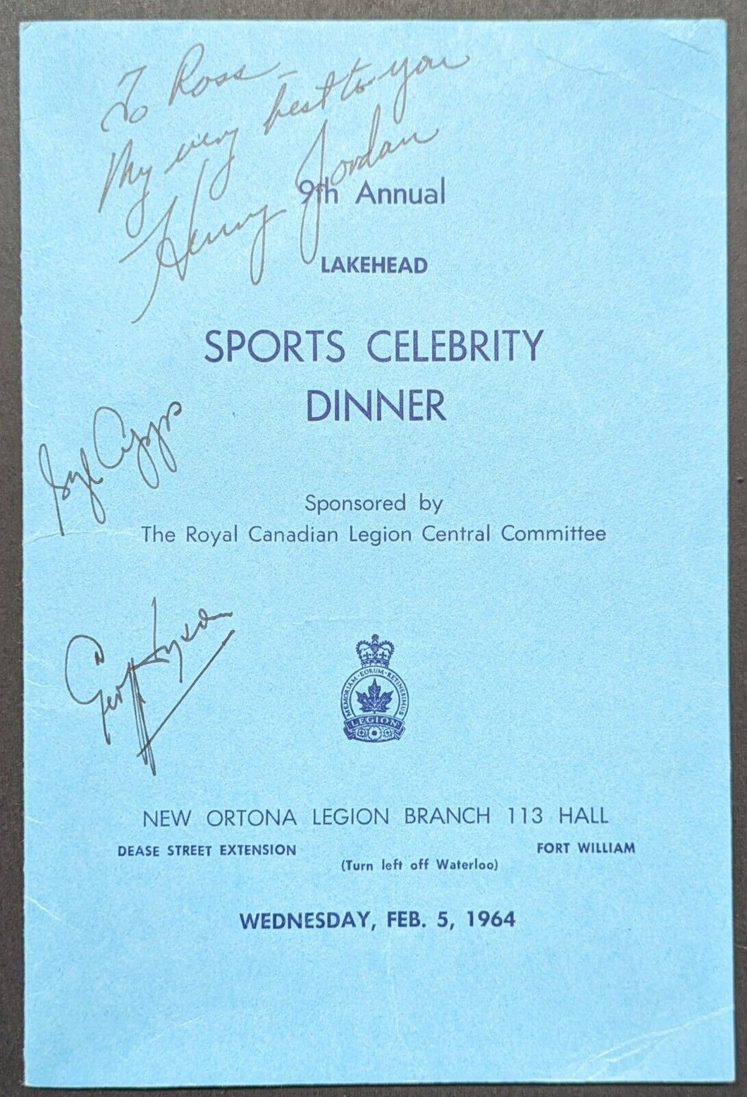 1964 Sports Celebrity Dinner Autographed Program Signed x4 Syl Apps NHL JSA